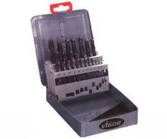 Vigor v1203 zestaw wierteł 1-10mm, 19 elementów w kasetce metalowej