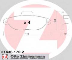 Zimmermann 21436.170.2 klocki hamulcowe fiat punto z czuj., fiat panda (169), ford ka (ru8)
