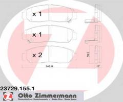 Zimmermann 23729.155.1 klocki hamulcowe honda fr-v civic vii legend przód, honda legend iii (ka9)