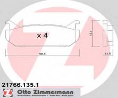 Zimmermann 21766.135.1 klocki hamulcowe mazda 626 91-97 tył, mazda mx-6 (ge)