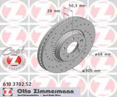 Zimmermann 610.3702.52 tarcza hamulcowa volvo s60 00-,s80 98 -, volvo s80 i (ts, xy)