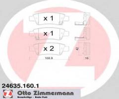 Zimmermann 24635.160.1 klocki hamulcowe honda cr-v iii 07- tył, honda cr-v iii (re)