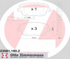 Zimmermann 23581.190.2 klocki hamulcowe skoda/seat/ vw polo 01- z czuj., seat cordoba (6l2)