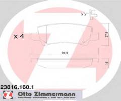 Zimmermann 23816.160.1 klocki hamulcowe toyota corolla 02- tył