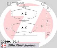 Zimmermann 20669.190.1 klocki hamulcowe vw golf iii 2,0gti-2,8vr6 91-95, audi 80 (89, 89q, 8a, b3)