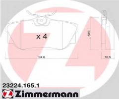 Zimmermann 23224.165.1 klocki hamulcowe vw t4 96- tył