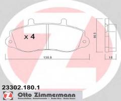 Zimmermann 23302.180.1 klocki hamulcowe renault master 98-, opel movano nadwozie pełne (f9)