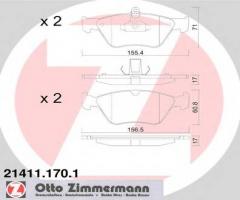 Zimmermann 21411.170.1 klocki hamulcowe opel omega b 94-97 2,0, opel vectra a (86_, 87_)