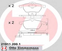 Zimmermann 21911.200.1 klocki hamulcowe vw golf iv 1,8t-2,8 v6 97-, audi a3 (8l1)