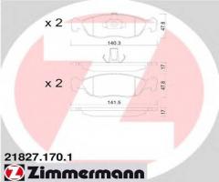 Zimmermann 21827.170.1 klocki hamulcowe peugeot 306 93-01, citroËn saxo (s0, s1)