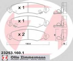 Zimmermann 23253.160.1 klocki hamulcowe opel agila 00-, opel agila (a) (h00), subaru justy iii (g3x)