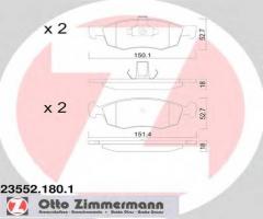 Zimmermann 23552.180.1 klocki hamulcowe fiat doblo 1,2-1,9jtd 00-02, fiat palio (178bx)