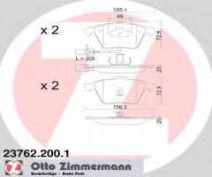Zimmermann 23762.200.1 klocki hamulcowe audi a6 01- z czuj., audi a6 (4b2, c5)