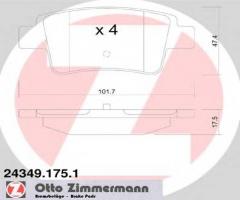 Zimmermann 24349.175.1 klocki hamulcowe fiat grande punto 05- tył, fiat punto evo (199)