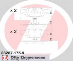 Zimmermann 23287.175.9 klocki hamulcowe bmw 3 e36 91-00, bmw 3 (e36)