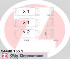 Zimmermann 24498.155.1 klocki hamulcowe opel antara 06- tył, chevrolet captiva (c100, c140)