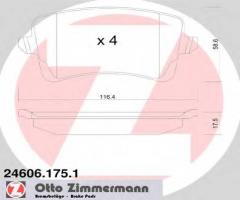 Zimmermann 24606.175.1 klocki hamulcowe audi a4 (b8) 07- tył, audi q5 (8r)