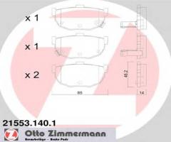 Zimmermann 21553.140.1 klocki hamulcowe hyundai lantra 95-00 tył z czuj., honda insight (ze)