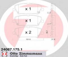 Zimmermann 24087.175.1 klocki hamulcowe honda civic vii 06-, honda civic viii hatchback (fn, fk)