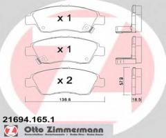 Zimmermann 21694.165.1 klocki hamulcowe honda civic 94-05, honda crx iii (eh, eg)