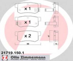 Zimmermann 21719.150.1 klocki hamulcowe honda accord 90-98 tył z czuj., honda legend i (hs, ka)