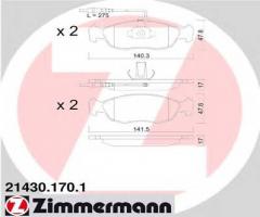 Zimmermann 21430.170.1 klocki hamulcowe peugeot 306 93-01 z czuj