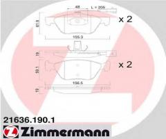 Zimmermann 21636.190.1 klocki hamulcowe fiat multipla 99- z czuj., alfa romeo 155 (167)