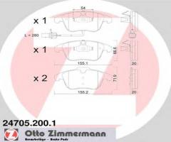 Zimmermann 24705.200.1 klocki hamulcowe audi a4 (b8) 08- przód, audi a5 (8t3)