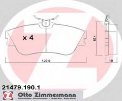 Zimmermann 21479.190.1 klocki hamulcowe vw t4 90-, vw transporter iv autobus (70xb, 70xc, 7db, 7dw)