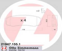 Zimmermann 21947.155.1 klocki hamulcowe toyota landcruiser 90- tył
