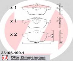 Zimmermann 23106.190.1 klocki hamulcowe volvo v70 99-, volvo s70 (ls)