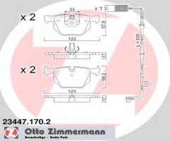Zimmermann 23447.170.2 klocki hamulcowe bmw 7 e65 02- tył, bmw 7 (e65, e66, e67)