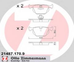 Zimmermann 21487.170.9 klocki hamulcowe bmw x5 e53 00- tył, bmw 7 (e38)