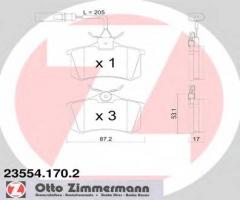 Zimmermann 23554.170.2 klocki hamulcowe vw sharan 00- tył, ford galaxy (wgr)