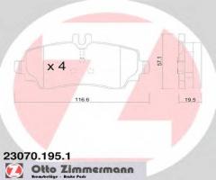 Zimmermann 23070.195.1 klocki hamulcowe mercedes vaneo 02-05, mercedes-benz vaneo (414)