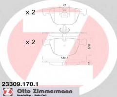 Zimmermann 23309.170.1 klocki hamulcowe bmw 7 e65/e66 01- tył, bentley arnage, bmw x6 (e71, e72)