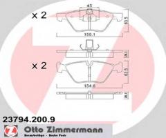 Zimmermann 23794.200.9 klocki hamulcowe bmw 5 e60 03-10, bmw 3 (e91) touring 