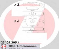 Zimmermann 23404.205.1 klocki hamulcowe opel vectra c 3,0 v6 cdti 03-08, cadillac bls wagon