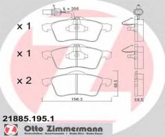 Zimmermann 21885.195.1 klocki hamulcowe vw t4 96- z czuj.