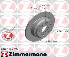 Zimmermann 280.3174.20 tarcza hamulcowa honda accord kombi 03- tył, honda accord vii tourer (cm)