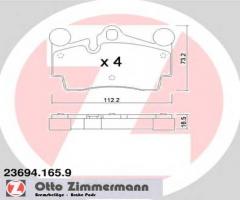 Zimmermann 23694.165.9 klocki hamulcowe vw touareg 05- tył, audi q7 (4l), porsche cayenne (955)
