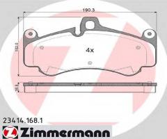 Zimmermann 23414.168.1 klocki hamulcowe porsche 911 (997) 06- 3,6 gt3, porsche 911 (997)