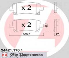 Zimmermann 24421.170.1 klocki hamulcowe opel insignia 08- tył, opel insignia, saab 9-5 (ys3g)