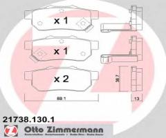 Zimmermann 21738.130.1 klocki hamulcowe honda civic 91-95 tył, honda jazz iii (ge)