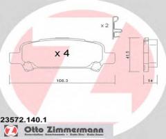 Zimmermann 23572.140.1 klocki hamulcowe subaru forester 97-02 tył, subaru legacy ii (bd, bg)