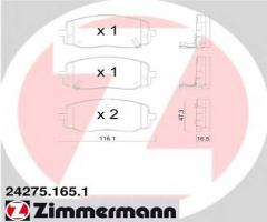 Zimmermann 24275.165.1 klocki hamulcowe kia picanto 04- z czuj., hyundai i20 (pb, pbt)