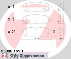 Zimmermann 25096.165.1 klocki hamulcowe opel astra j 09- tył, chevrolet orlando (j309)