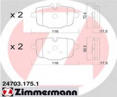 Zimmermann 24703.175.1 klocki hamulcowe bmw 5 f10 10- tył, bmw 6 (f13) coupe 