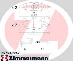 Zimmermann 24743.190.2 klocki hamulcowe audi a6 11- przód, audi a7 sportback (4ga, 4gf)
