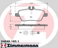 Zimmermann 24848.185.1 klocki hamulcowe mercedes w246 b-klasa 11- tył, mercedes-benz slk (r172)